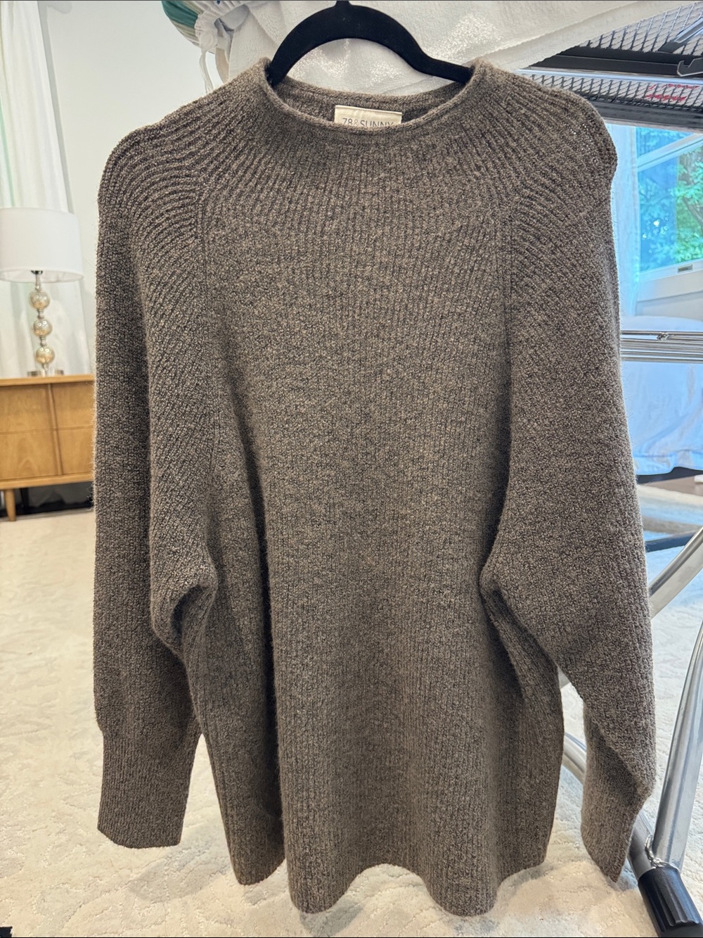 Women's Crewneck Relaxed Knit Sweater in Taupe